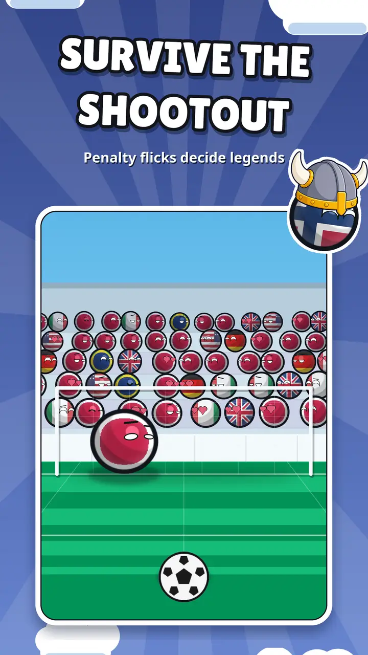 Countryballs World Cup attacking play as a Portugal countryball drives the ball toward goal